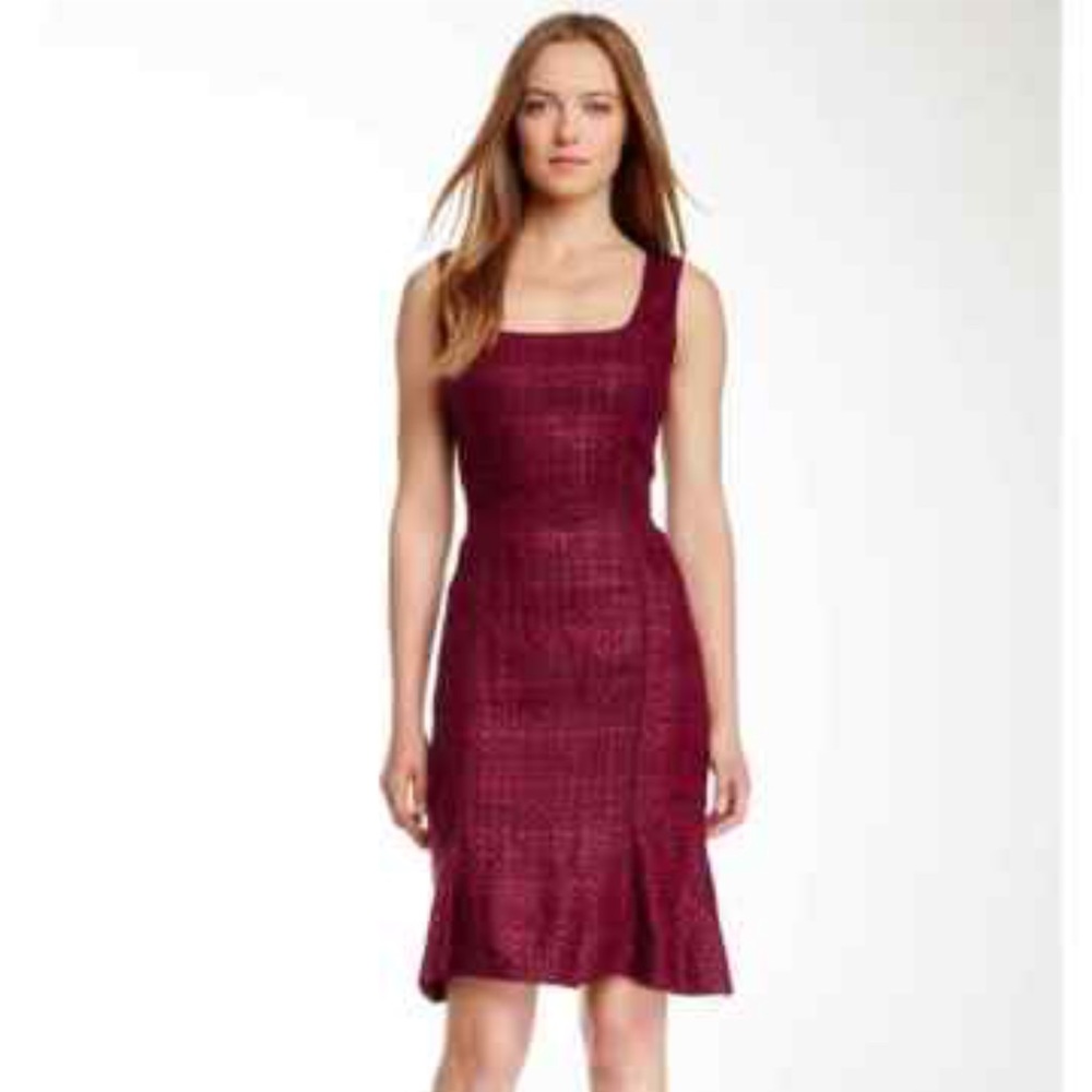 Tory Burch “Drew” burgundy tweed dress